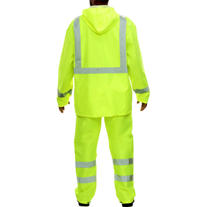 Safety <b>Rain</b> <b>Jacket</b> <b>Lightweight</b> Waterproof Hi-Vis <b>Jacket</b> Two Tone Adjustable Custom Hood for <b>Men</b> - Product Image 4