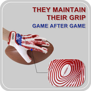 Gants récepteurs de football américain avec logo personnalisé de haute qualité avec meilleures poignées, échantillon gratuit de nouveau style - Product Image 5