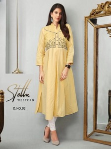 Vestido clásico elegante de algodón crepé hasta el suelo con cuello redondo para mujer 100% algodón lavable corto bordado hasta la rodilla - Product Image 2