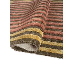 Alfombra Caliedo Verde Hecha a Mano de Lana y Viscosa TNQ-3320 con Patrón Abstracto y Rayas para Sala de Estar, Pasillo, 10 mm de Grosor - Product Image 2