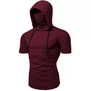 Hot Sale Custom Men Workout <b>Hooded</b> T <b>Shirt</b> Microfiber Wholesale Hot Sale Blank Short Sleeve Hoodie for Men <b>Hooded</b> T-<b>shirt</b> - Product Image 5