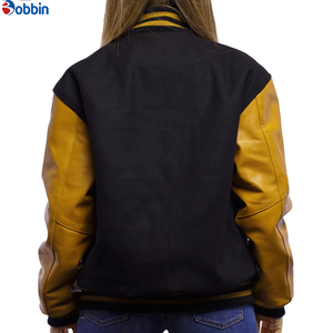 Veste universitaire d'hiver pour femme, écologique, respirante, en toile matelassée, col montant, réversible, mélange laine/cuir - Product Image 5