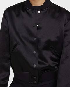 Chaqueta universitaria de satén de gran tamaño con logotipo personalizado de último estilo para mujer, chaqueta ligera de talla grande para escuela secundaria - Product Image 5