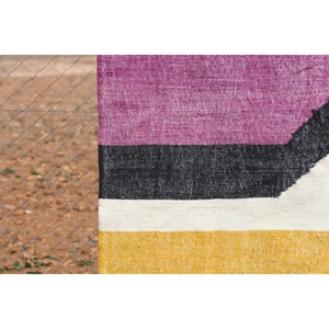 Alfombra Kilim hecha a mano marroquí, patrón rectangular abstracto colorido, tejido plano para sala de estar adolescente o pasillo, estilo moderno - Product Image 6