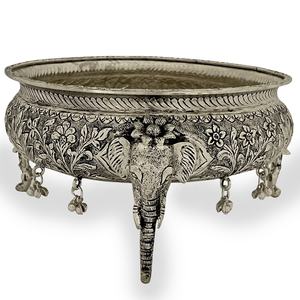 Bol d'éléphant décoratif en métal plaqué argent fait à la main bol d'urli de conception traditionnelle pour la décoration et le cadeau - Product Image 4
