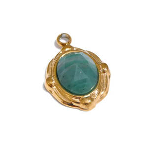 Sterling Silver Oval Pendant Natural Green Aventurine 10To15mm Bezel Set Gemstone Gold Romantic Handmade Fashion Jewelry Gift - Product Image 2