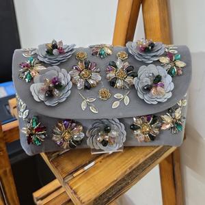 Hot Sale Luxury Diamond <b>Embellished</b> Women's <b>Clutch</b> Bag Handcrafted Cotton Crossbody Evening Party Bag Multi-Color Options - Product Image 5