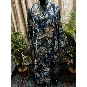 Kimono Largo Kantha, Elegante Estampado Floral Bohemio, Versátil y a la Moda para Profesionales - Product Image 3