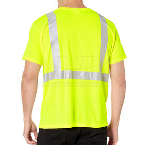 T-shirts de travail pour hommes, réfléchissants, haute visibilité, certifiés CE, vêtements de travail en polyester pour les chantiers de construction et l'industrie - Product Image 2