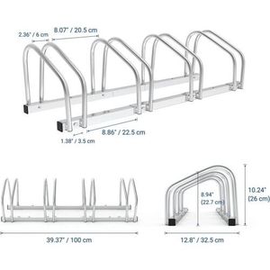 Soporte de Piso para 4 Bicicletas, Organizador de Almacenamiento de Bicicletas de Aleación y Acero, Soporte de Estacionamiento para Bicicletas - Product Image 4