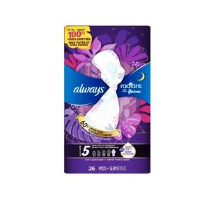 Almohadillas Always Radiant FlexFoam Talla 5 Extra Heavy Overnight con Alas, Paquete de 26 Unidades, en Venta a Precio de Mayoreo, Compra en Cantidad - Product Image 3