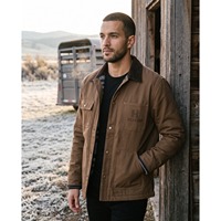 Veste de travail en toile doublée de coton avec poches zippées, logo personnalisé brodé, vente en gros OEM