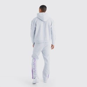 Vente en gros 100% coton Ensemble de survêtements de jogging pour hommes Logo personnalisé en détresse grande taille Pull à capuche Imprimé Applique Broderie - Product Image 6