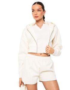 Ensemble de survêtement pour femme avec sweat à capuche zippé et pantalon de jogging imprimé en molleton, motif uni, OEM ODM - Product Image 1