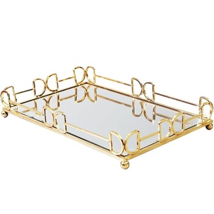 Wholesale Luxury Antique Finishing Metal Mirror Serving Tray Lightweight with Elegant Shape for Vanity and Living Room - Product Image 5