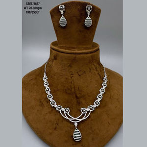 Luxury 925 Sterling <b>Silver</b> Zircon <b>Jewellery</b> Necklace Earrings <b>Set</b> Bridal Blue Cz Gemstone Zircon Pendant Necklace <b>Jewellery</b> <b>Set</b> - Product Image 1