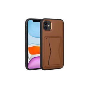 Étui portefeuille de luxe en cuir PU marron pour iPhone 11 13 Pro Max 14 Plus - Design mignon avec porte-cartes et support - Product Image 1