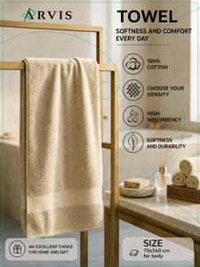 Toalla de Baño ARVIS Clásica de Jacquard, 70x140cm, Rayas Anchas, 300-600 GSM, Suave, Absorbente, Ecológica, para Hotel y Hogar, Venta al Por Mayor - Product Image 1