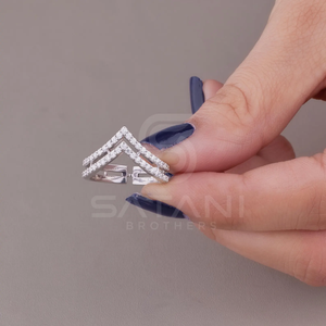 Bague Chevron Double V en Argent Sterling 925 pour Femme, Minimaliste, Empilable, Bande de Pouce, Logo Personnalisé - Product Image 2