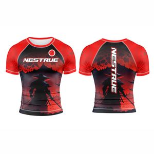 Rashguard MMA personnalisé à manches courtes pour homme, imprimé par sublimation, UPF50, avec tissu respirant à séchage rapide - Product Image 1