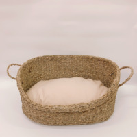 Lits pour animaux de compagnie en jonc de mer tressés à la main, écologiques, anti-humidité, sur mesure, 3 pièces, maison de luxe pour chiens et chats, motif uni, fabriqués au Vietnam, FBA