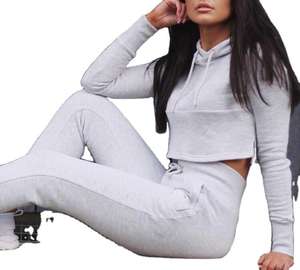 Conjunto Deportivo de Felpa de Algodón Liso para Mujer, Sudadera con Capucha Elegante Hecha a Medida, Ropa Deportiva Femenina con Logotipo de Impresión Digital - Product Image 2