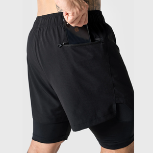 Bermuda OEM décontracté à 2 couches à taille moyenne pour hommes, fermeture élastique multifonction avec motif solide - Product Image 2