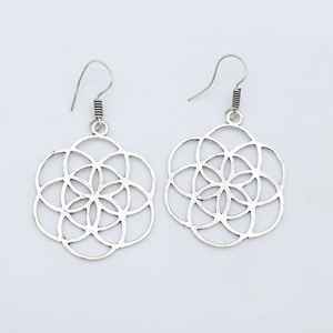 Sacred Geometry Seed of Life Earring Designer <b>Hoops</b> Jewellery 925 Sterling Silver Women Girls Ethnic Trendy Exclusive <b>Floral</b> - Product Image 1