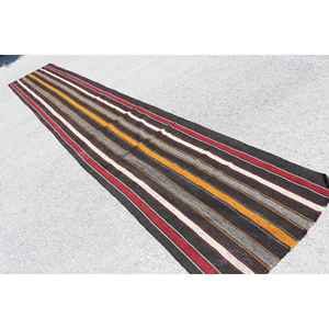 Alfombra vintage de 3.3x16.9 pies, alfombra turca tipo runner, alfombra roja con lunares negros - Product Image 4