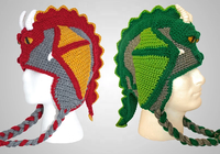 Patrón de gorro de ganchillo con orejeras de dragón, instrucciones fáciles para adultos, adolescentes y niños. Idea de regalo para fiestas y uso casual de ciclismo