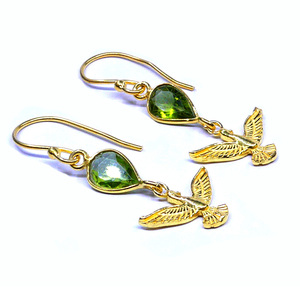 Fashion <b>Jewelry</b> Shining Sterling Silver 925 <b>Peridot</b> Gemstones Cheap Classic Women Wear Butterfly Earring Set - Product Image 1