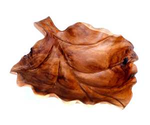 Bol en bois de teck racine de feuille en bois bol de décoration fait à la main - Product Image 4