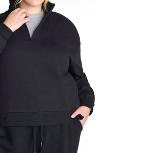 Color sólido de alta calidad de las mujeres de peso pesado pulóver sudaderas con capucha de peso pesado de lana DropShoulder Hoodie proveedor al por mayor bajo MOQ - Product Image 5