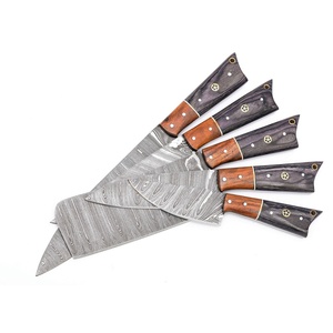 Jexmoo Lot de 5 couteaux de chef professionnels en acier damas personnalisés faits à la main manche en bois couteaux de cuisine ambidextres lavables au lave-vaisselle - Product Image 6