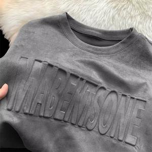 Wholesale 100% Cotton T-<b>Shirts</b> High Quality Embossed Fashion Solid-Color Printed Anti-pilling Fashionable affordable <b>mens</b> <b>shirts</b> - Product Image 4