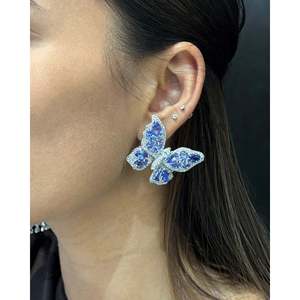 Boucles d'oreilles pendantes vintage en or 14 carats avec perles et diamants pour mariage et soirée - Product Image 3