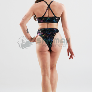 ชุดเต้นรำสองชิ้นสำหรับผู้หญิงและเด็กผู้หญิงชุดฝึกและการแสดงชุดเต้นรำแบบเสาสีตามสั่ง - Product Image 2