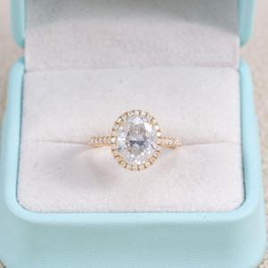 1.00แหวนเพชรโมอิสซาไนต์ทรงวงรีตัดเป็นวงแหวนสำหรับสตรีเครื่องประดับหมั้น925เงินสเตอร์ลิงพร้อมรัศมีสำหรับงานแต่งงานของผู้หญิง - Product Image 1