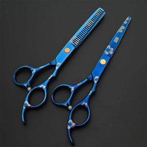 Kit de tijeras de peluquero de alta calidad, tijeras de corte de pelo recubiertas de papel azul, tijeras de adelgazamiento de peluquero, juego de peluquería de 2 uds - Product Image 6