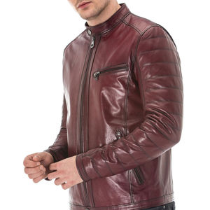 Hight Quality Genuine Leather <b>Coat</b> Brown <b>Men</b> OEM Customized Leather Varsity Jacket Motorcycle Plus Size Leather Jacket for man - Product Image 5