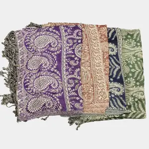 Best Quality Pashmina Design Handmade Printed Viscose Scarves for Girls Gifting Use for Worldwide Export from India GC-SCF-103