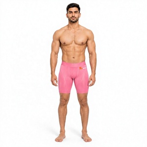 <b>Men's</b> Pink Compression <b>Shorts</b> Mid Waist Breathable Spandex Nylon Athletic <b>Base</b> <b>Layer</b> Casual Fit Compression <b>Shorts</b> for <b>Men</b> - Product Image 1