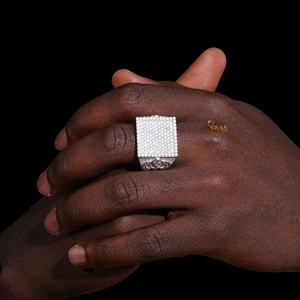 แหวนเพชร925แฟชั่นเงินสเตอร์ลิงสำหรับผู้ชายเครื่องประดับสไตล์ฮิปฮอปสีเงินแท้สำหรับปลูก - Product Image 4