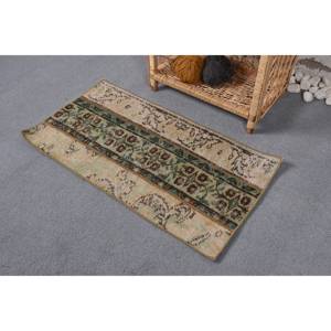 พรมตุรกีสีเขียวเบจแบบดั้งเดิมสีเขียววินเทจขนาด1.5x2.9ฟุตผืนใหญ่ทำด้วยผ้าขนสัตว์รูปสี่เหลี่ยมผืนผ้าเย็บปะติดปะต่อน้ำยางสำหรับตกแต่งห้องโถงห้อง - Product Image 3