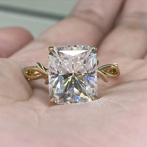 ร้อนขาย4กะรัตมรกตตัด Moissanite แหวนเพชรสีขาวทองเครื่องประดับต้นฉบับชุบโรเดียมสีดำ - Product Image 4