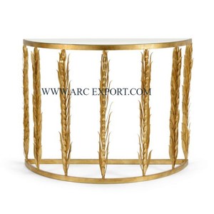 Conception moderne Table console de grande taille en métal plaqué or Mobilier unique fabriqué à la main Table console de restaurant - Product Image 6