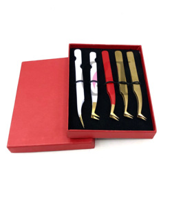 Haute Qualité Isolation Blanc Poudre Revêtement Or Pointe En Acier Inoxydable Volume Or Plasma Extension De Cils Pince À Épiler Outils De Beauté - Product Image 4