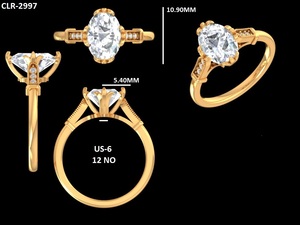 แหวนหมั้นสไตล์วินเทจประดับโมอิสซาไนต์ทรงรี 2.25 กะรัต ทองคำแท้ 14K สีเหลือง รับรองโดย IGI ตัวเรือนแบบหนามเตย ดีไซน์หรูหรา - Product Image 6