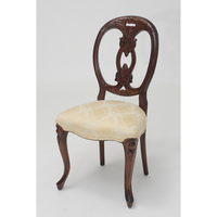 Chaise de salle à manger ergonomique traditionnelle avec dossier médaillon, revêtement en velours, bois d'acajou de haute qualité, couleur brun foncé, sculptée, pour hôtel