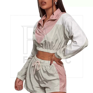 ชุดเซ็ตเสื้อแจ็คเก็ตกันลมผู้หญิงขายดีสำหรับฤดูหนาว สไตล์ลำลอง สีพื้น แต่งเชือกผูกเอว แบบสองชิ้น ผ้าซีทรูฟอกสี ซิปปรับแต่งได้ ผ้า 100% - Product Image 3